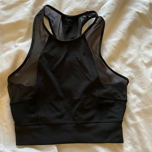Lululemon mesh cropped high neck long line tank black size 6.